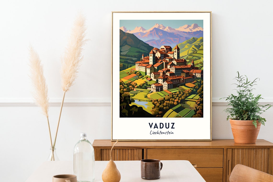 Vaduz Liechtenstein Castle Overlooking The Town And Alps Poster - Image 2