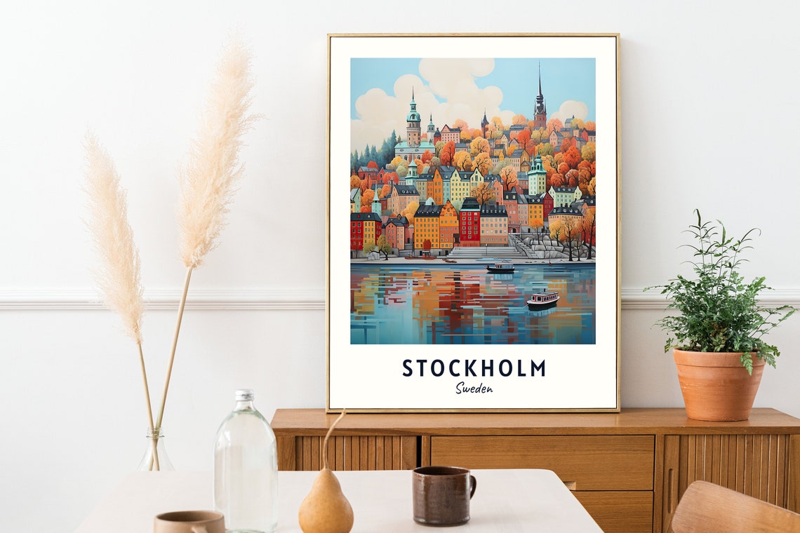 Stockholm City Print Stockholm Travel Poster Sweden Travel Gift Stockholm Sweden Poster Stockholm Gift - Image 2