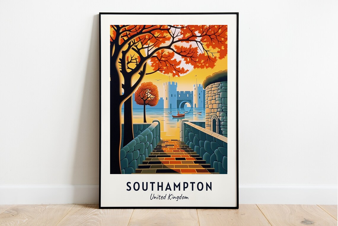 Southampton Travel Poster, United Kingdom City View