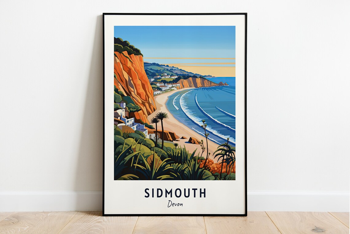 Sidmouth Devon Travel Poster, City View Print