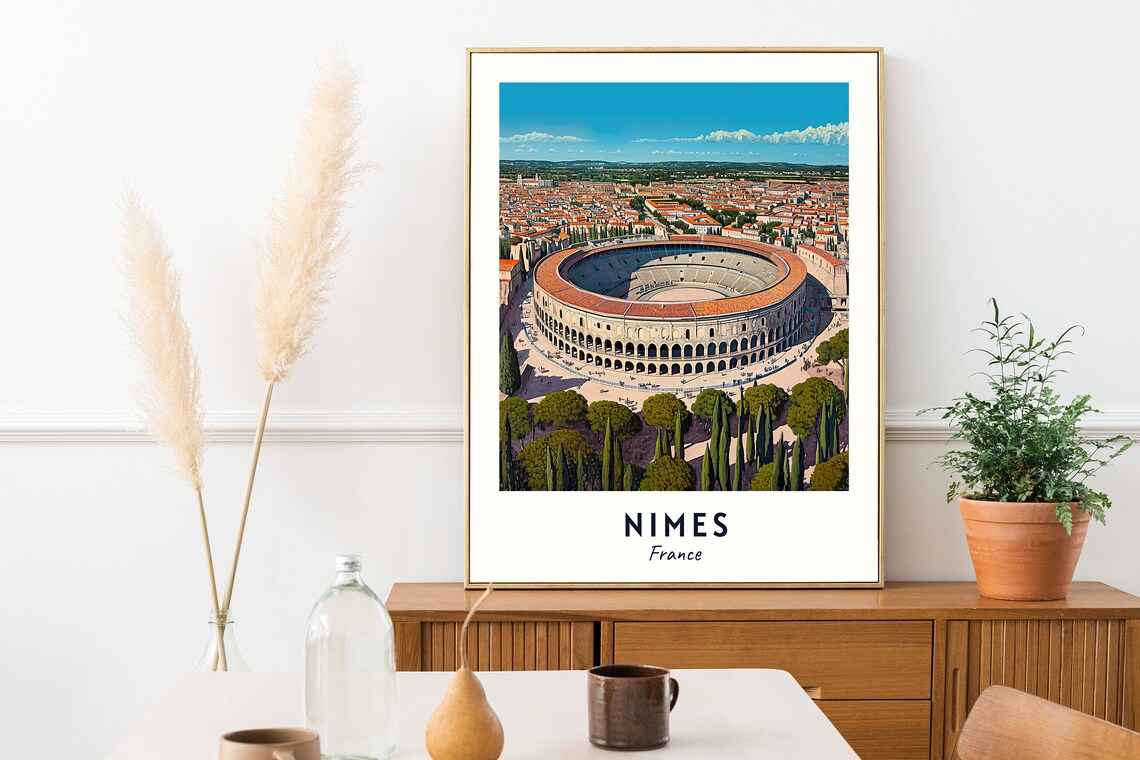 Nimes France Roman Arena Amphitheater City View Travel Poster - Image 2