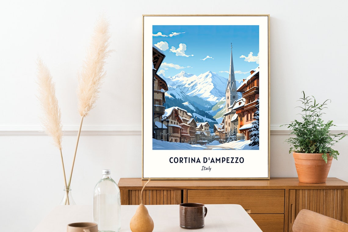 Cortina d'Ampezzo Italy Snowy Alpine Village Dolomite Poster - Image 2