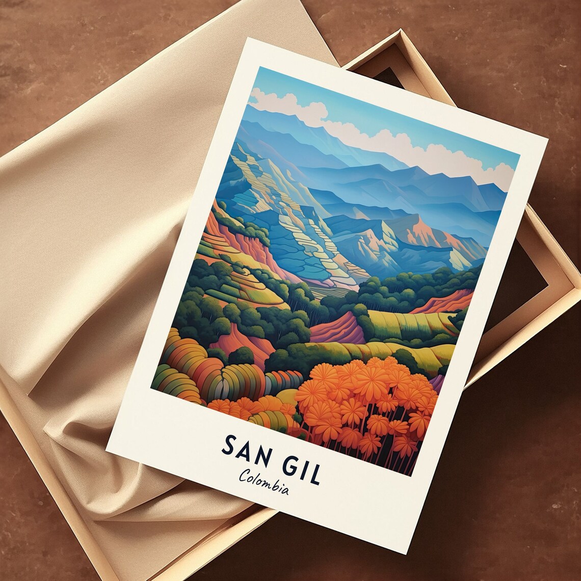 San Gil Colombia Terraced Mountain Valley Autumn Colors Travel Poster - Image 3