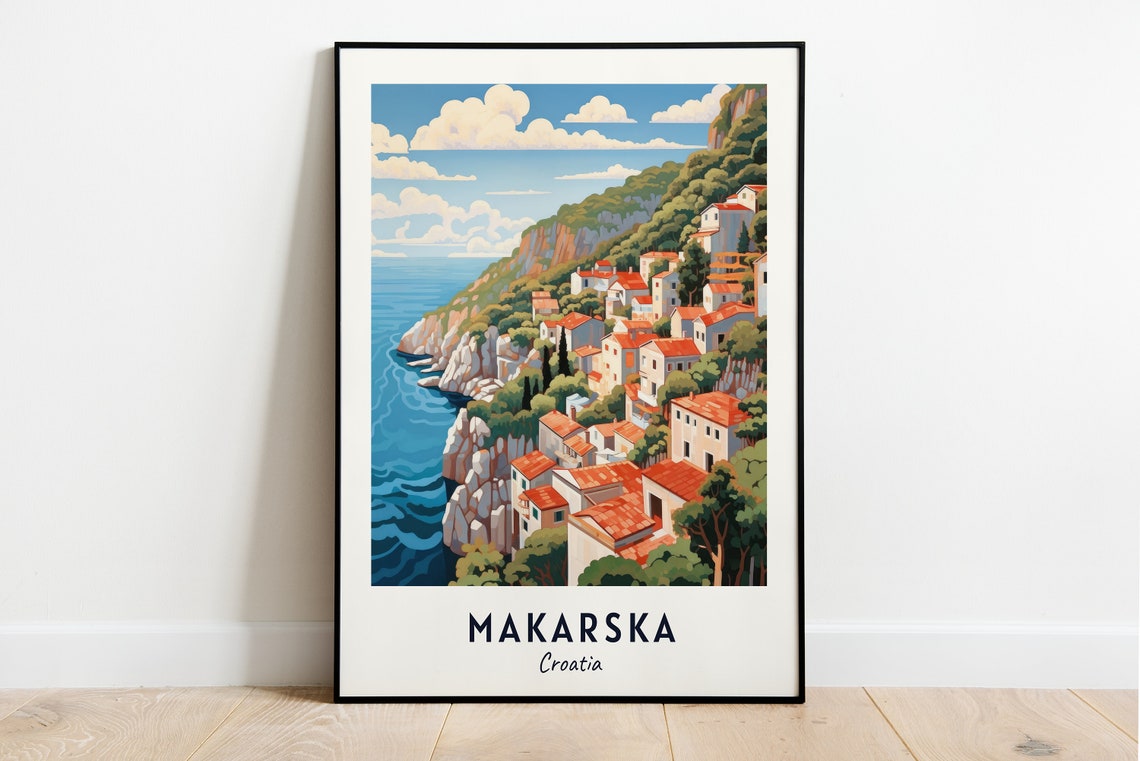 Makarska Riviera Travel Print Wall Art Makarska Croatia City Print Makarska Riviera Travel Gift Makarska Riviera Poster Travel Gift