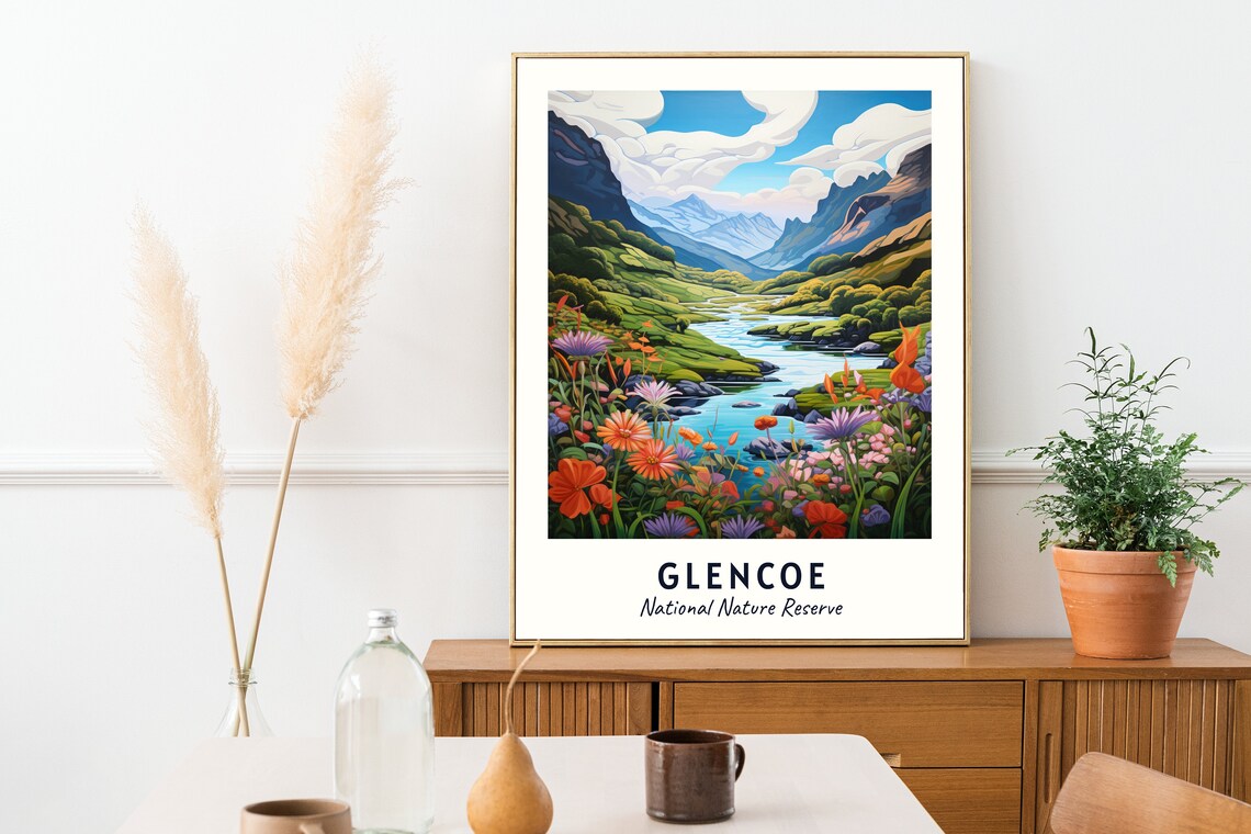 Glencoe National Nature Reserve Valley Flowers Vintage Travel Poster - Image 2