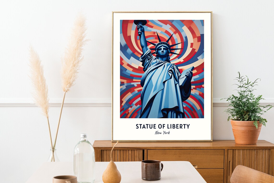 Statue Of Liberty Travel Print Statue Of Liberty United States Travel Gift Printable City Poster Wedding Gift - Image 2