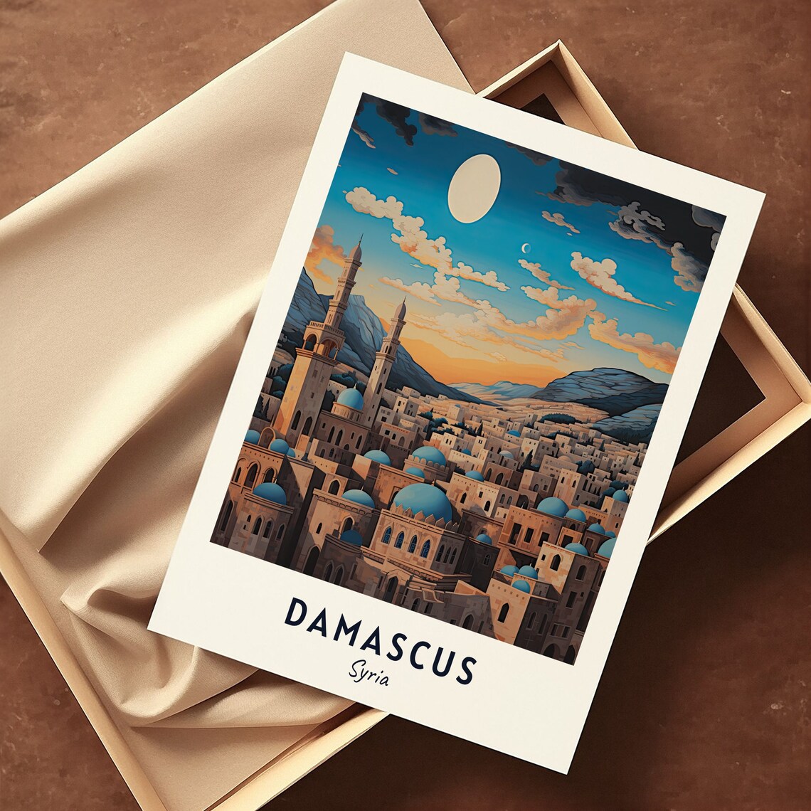 Damascus Syria Travel Poster, City View Art Print - Image 3
