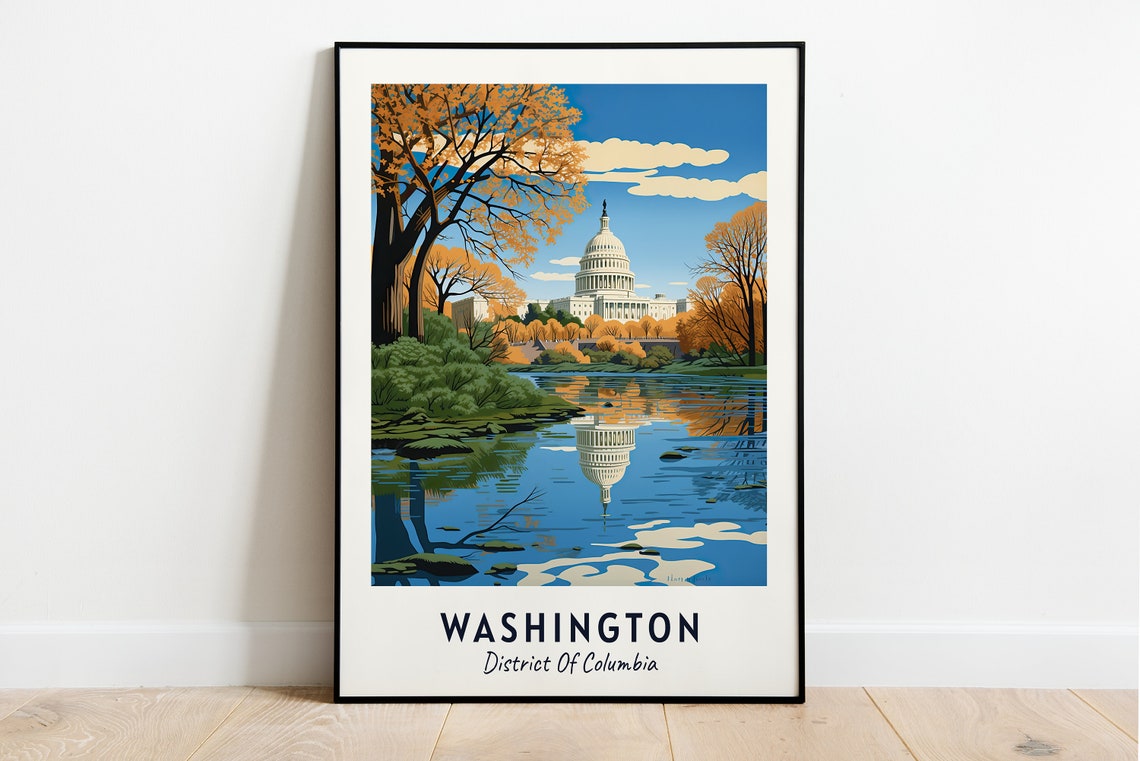 Washington Travel Print Wall Art Washington District Of Columbia City Print Washington Travel Gift Washington City Poster Travel Gift