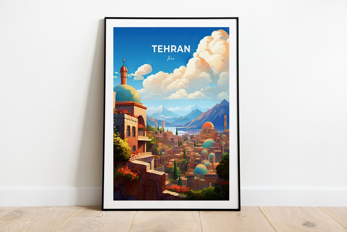 Tehran Iran Domed Cityscape Snow Capped Mountain Vista Poster - Image 3