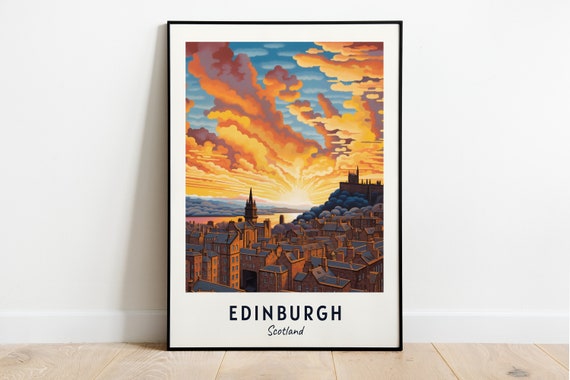 Edinburgh Scotland Travel Poster, City Poster