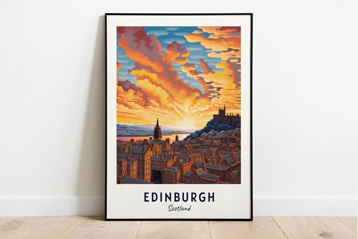 Edinburgh Scotland Travel Poster, City Poster