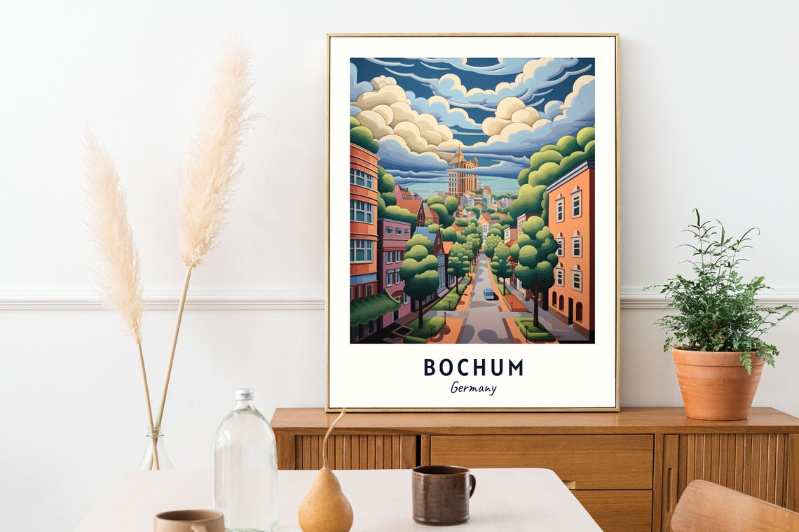Bochum Old Town Street Dramatic Clouds Skyline Travel Poster - Image 2