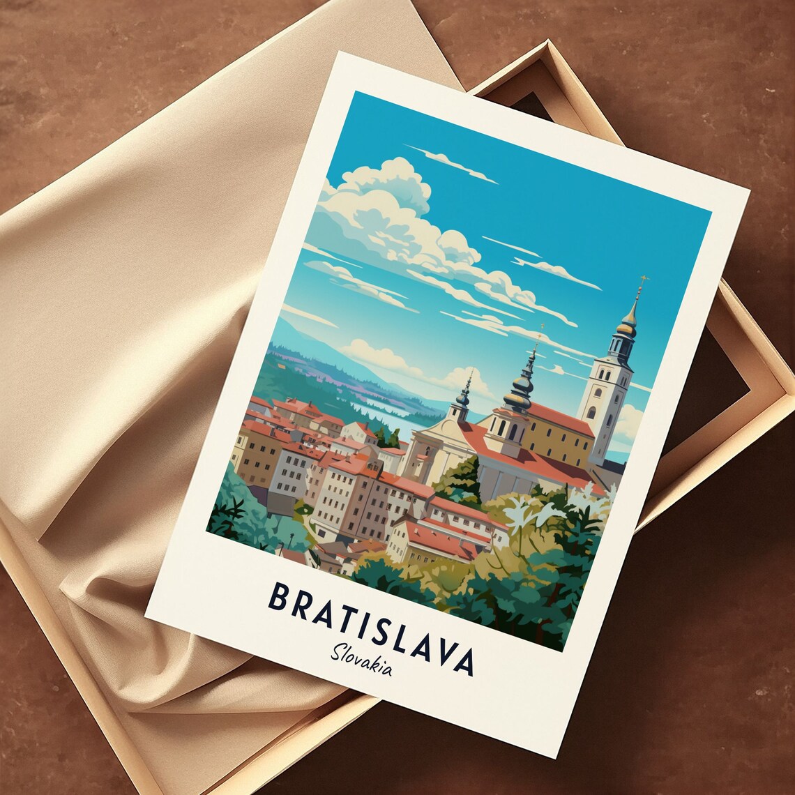 Bratislava Old Town Church Towers Red Roofs Slovakia Travel Poster - Image 3