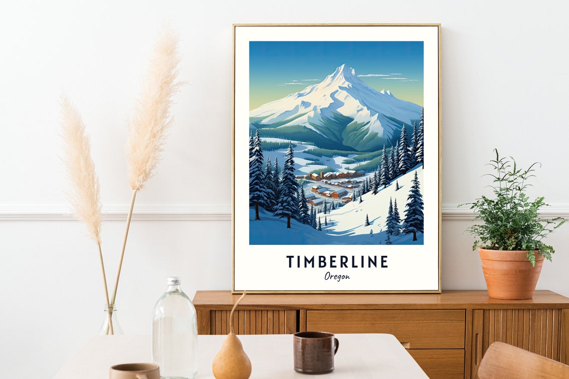Timberline Oregon Mount Hood Lodge and Alpine Peak Winter Poster - Image 2