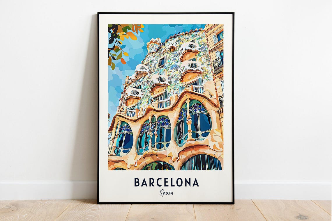 Barcelona Travel Print Wall Art Barcelona Spain City Print Barcelona Travel Gift Barcelona City Poster Travel Gift