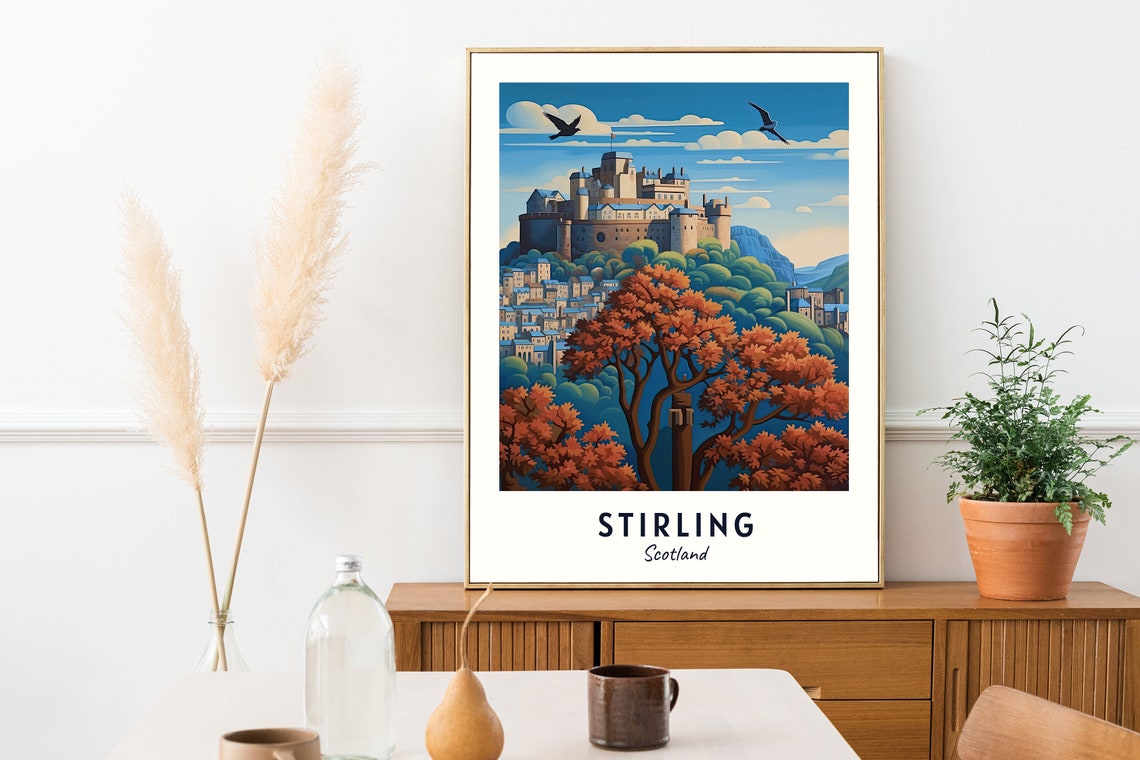 Stirling Scotland Castle Autumn Foliage Evening Art Travel Poster - Image 2