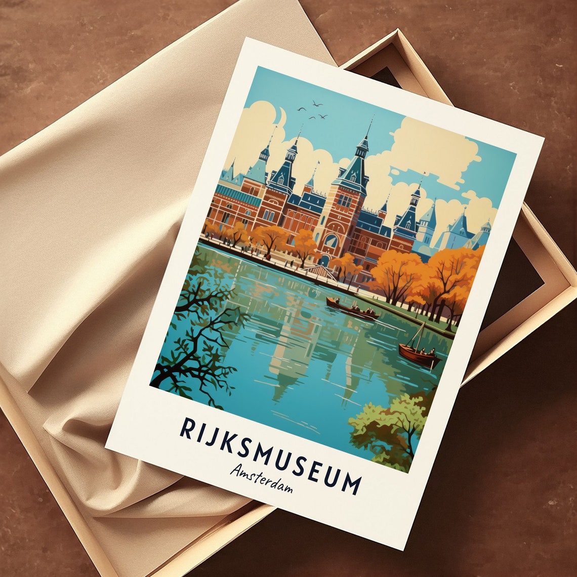 Rijksmuseum Amsterdam Museum Canal Water Reflection Art Poster - Image 3