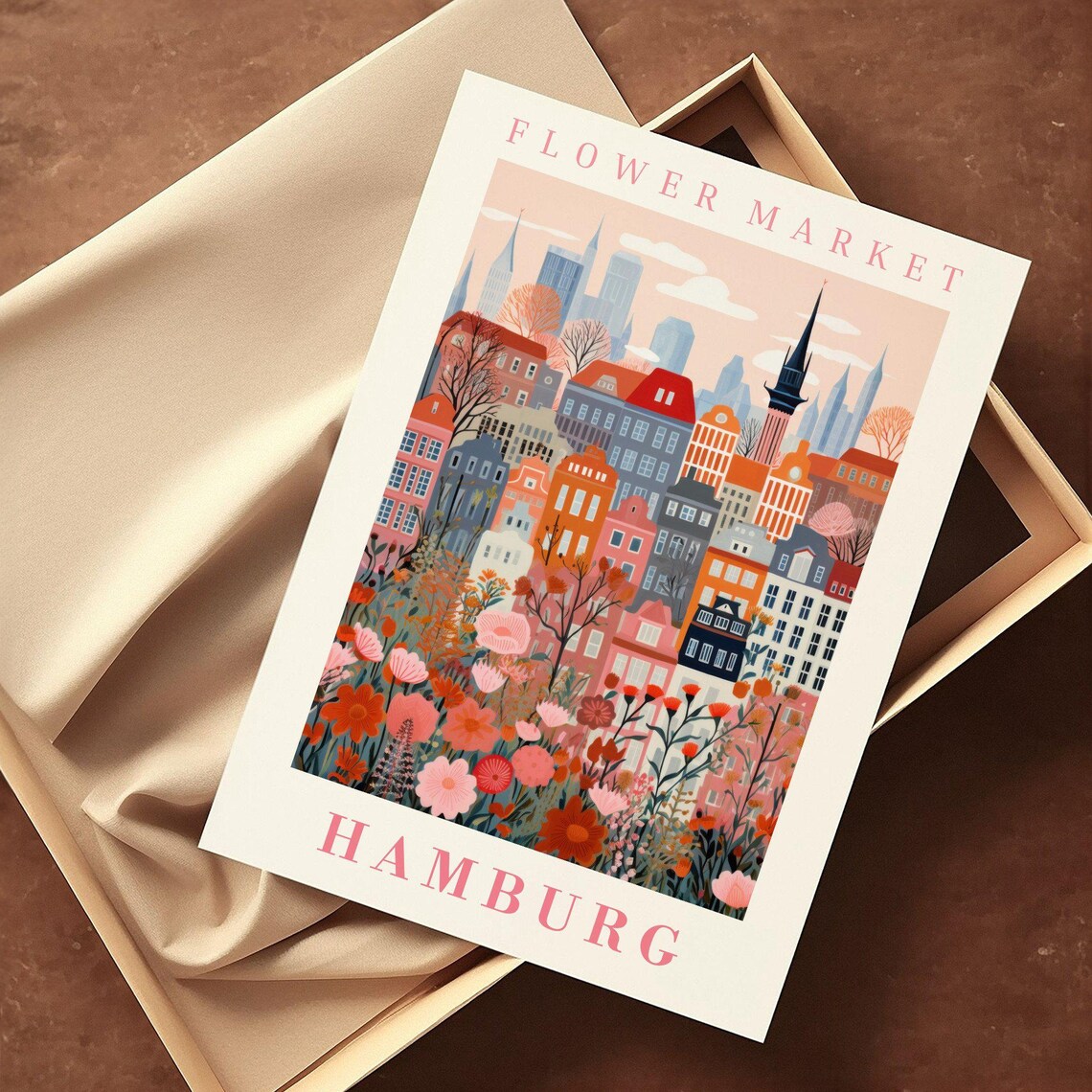 Hamburg Flower Market Travel Poster, Floral Illustration - Image 2