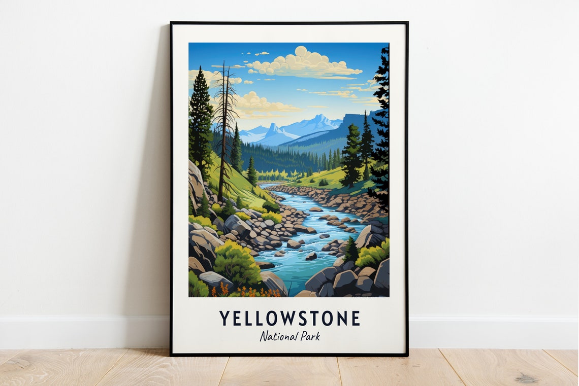Yellowstone National Park Travel Print Wall Art Yellowstone National Park City Print Yellowstone National Park Travel Gift Wall Art