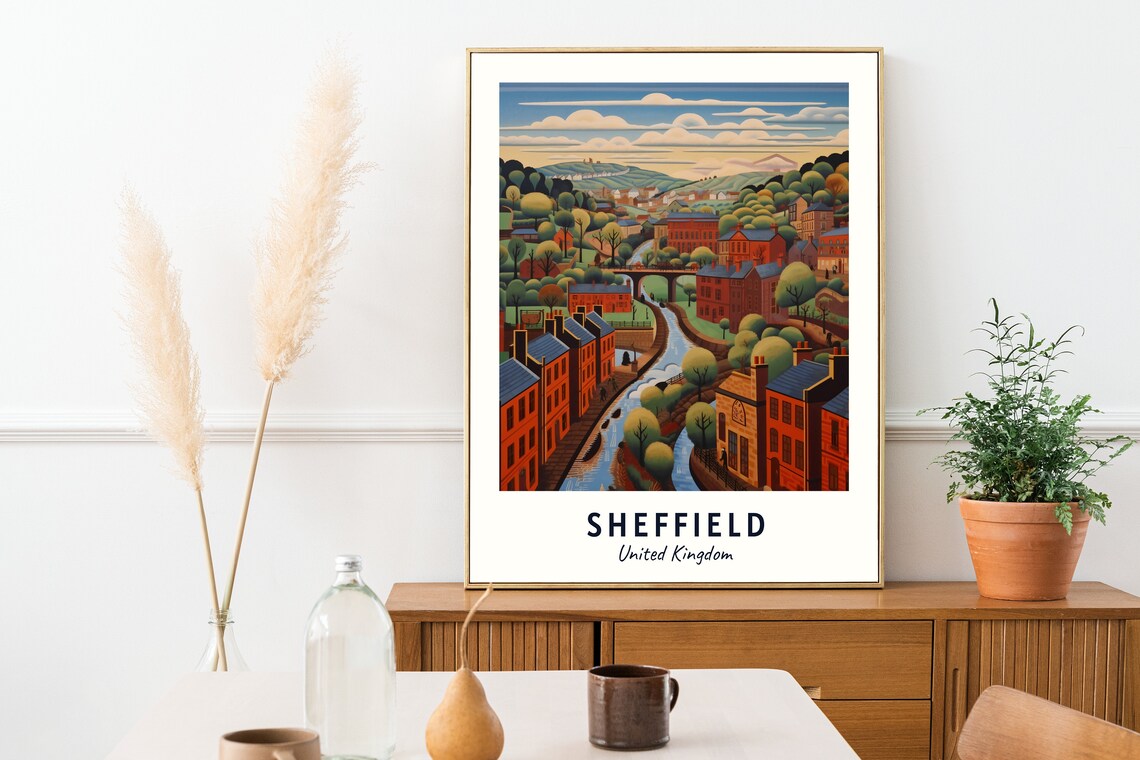Sheffield United Kingdom Travel Poster, City Print - Image 2