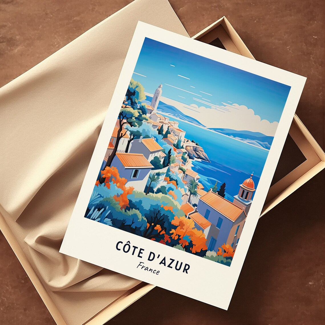 Sunlit Seaside Village on the French Cote d'Azur Coast France Poster - Image 3