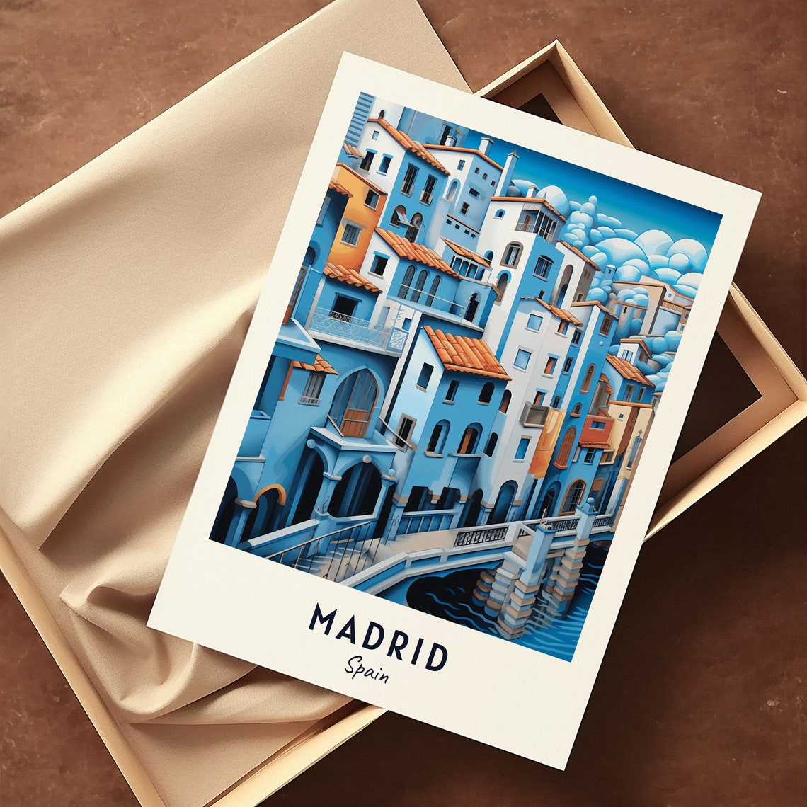 Madrid Sky Blue Old Town Climbing a Hillside in Spain Poster - Image 3