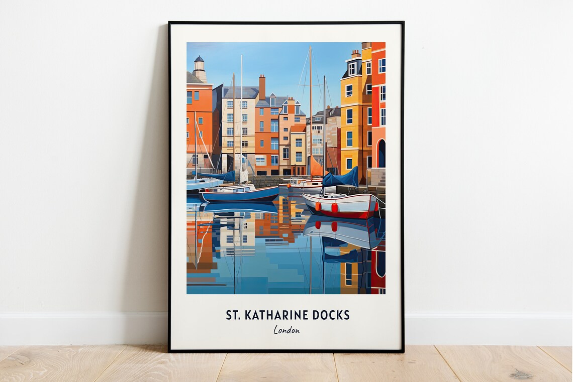 St Katharine Docks London Travel Poster, City Print