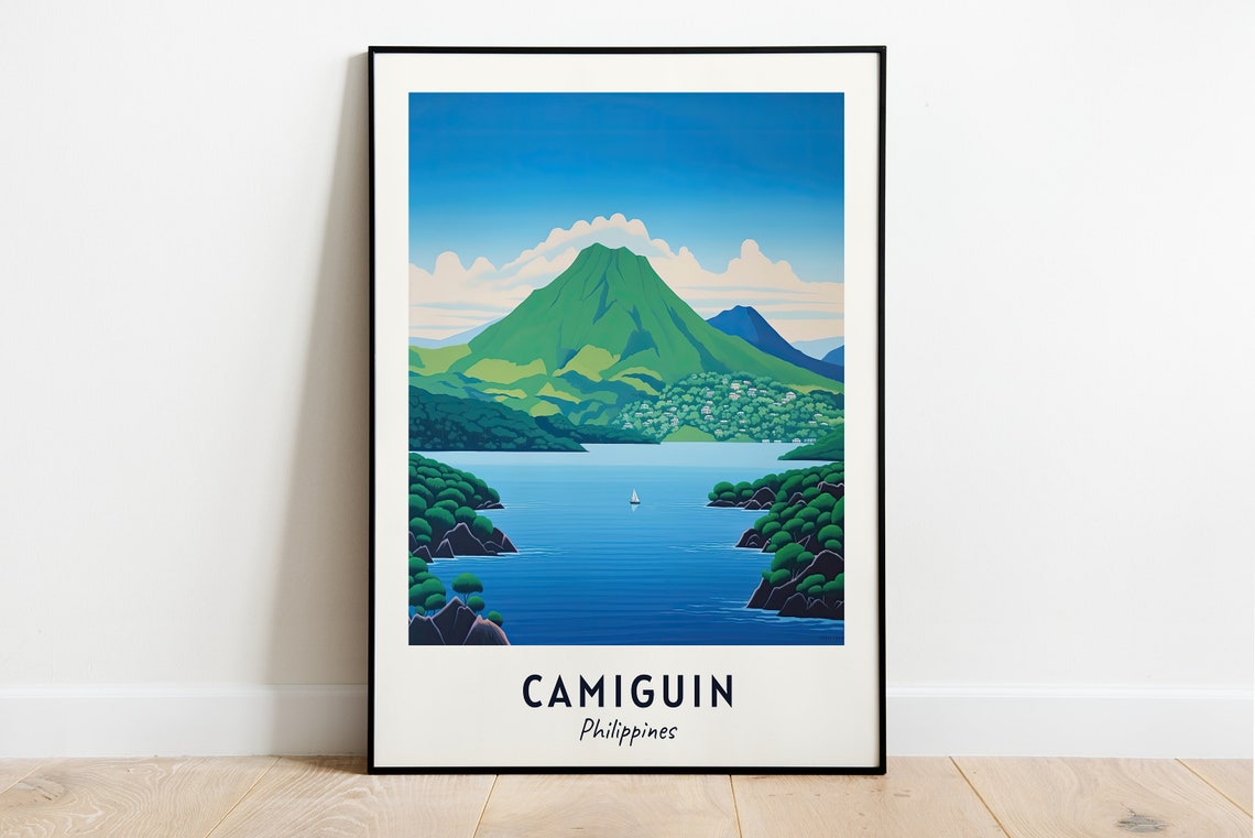 Camiguin Philippines Green Volcano Sparkling Bay Seascape Poster