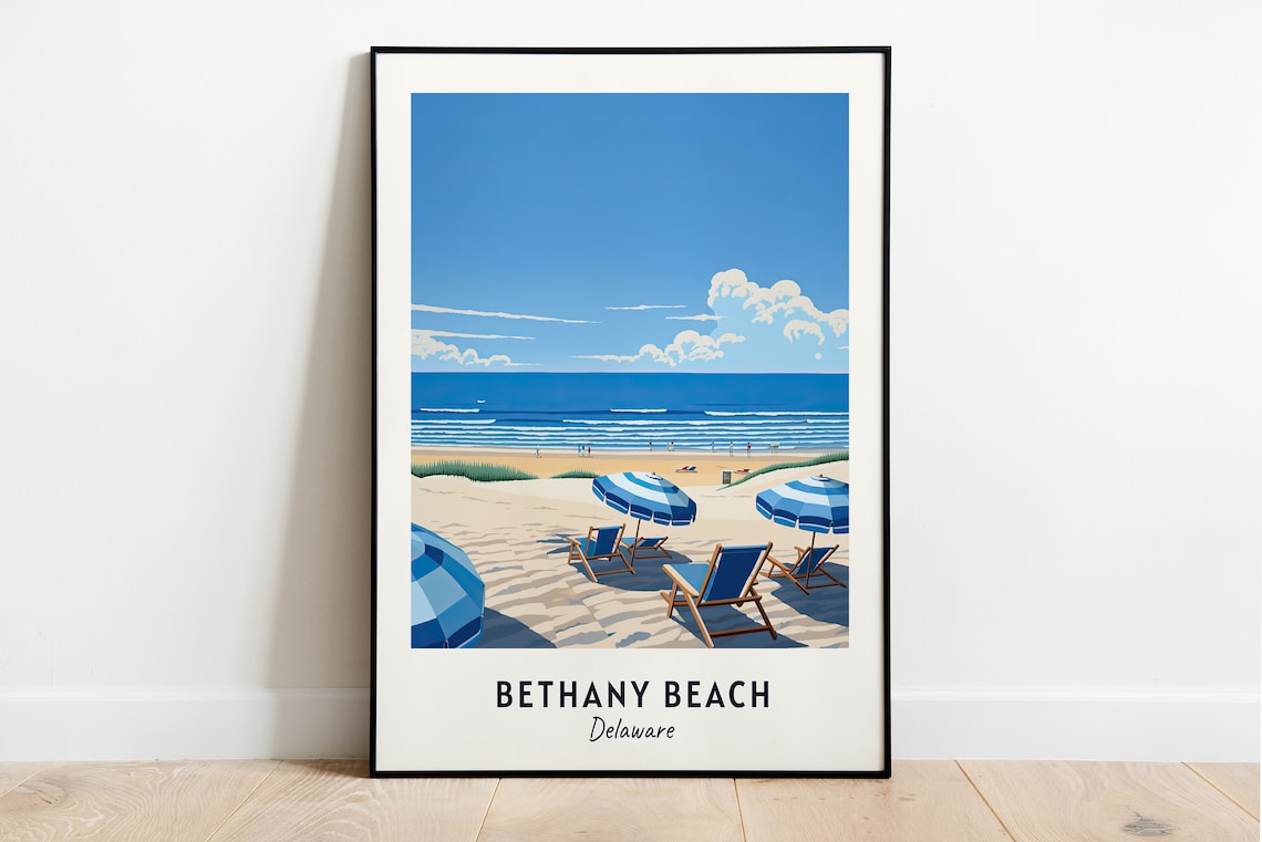 Bethany Beach Travel Poster, Delaware Travel Gift