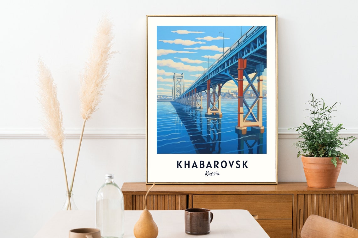 Khabarovsk Bridge Travel Print Wall Art Khabarovsk Russia City Print Khabarovsk Bridge Travel Gift Khabarovsk Bridge Poster Wall Art - Image 2