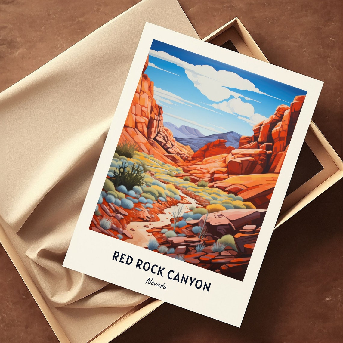 Red Rock Canyon Nevada Desert Cliffs Hiking Trail Valley Travel Poster - Image 3