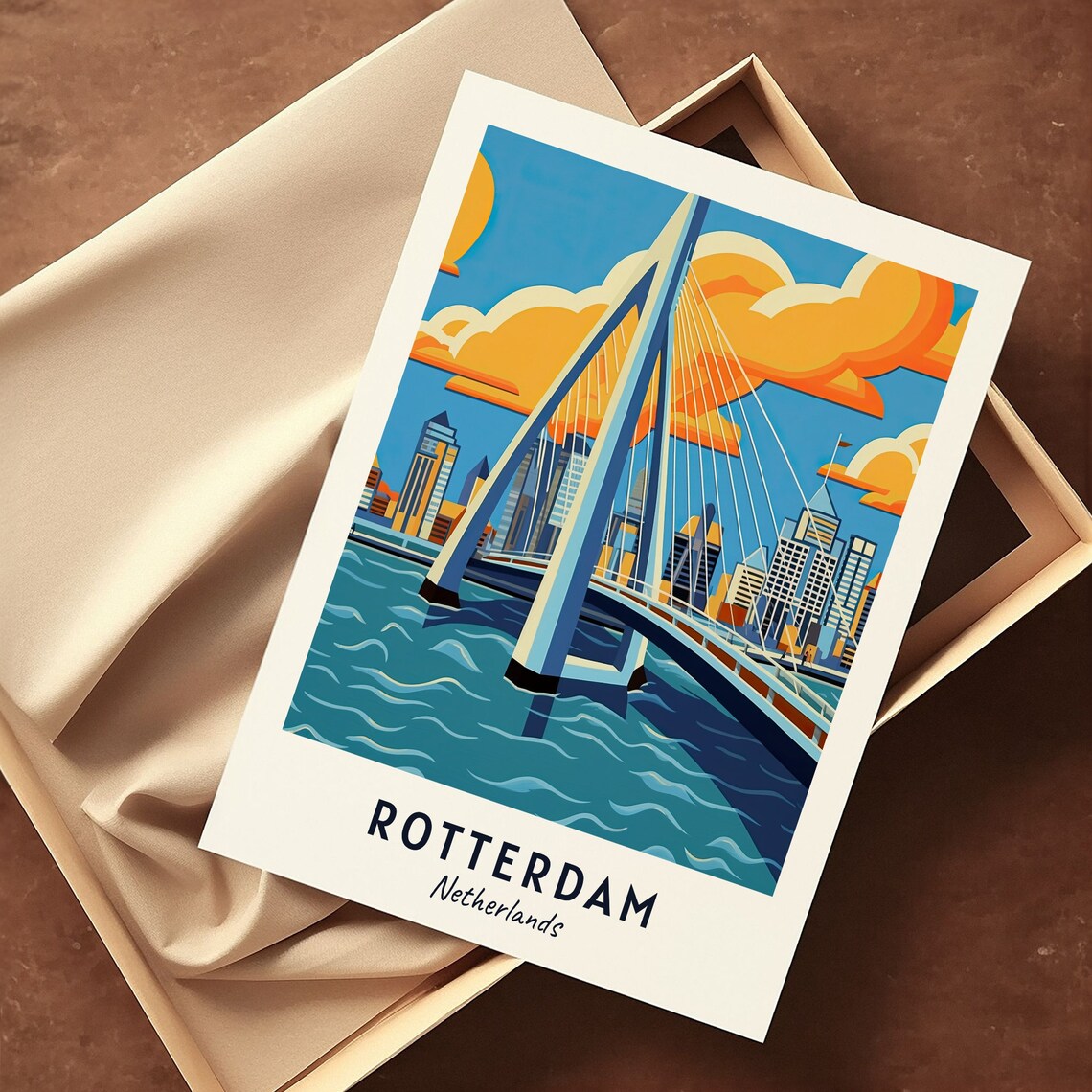 Erasmus Bridge Travel Print, Rotterdam Netherlands - Image 3