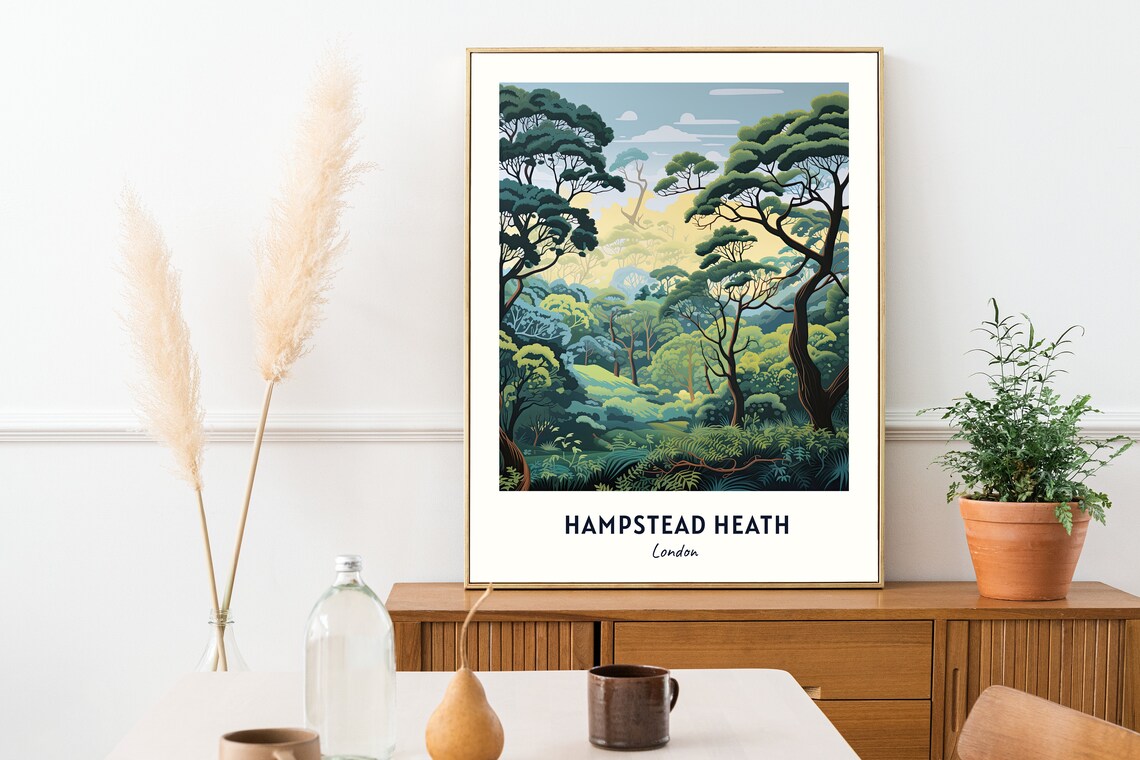 Hampstead Heath London Ancient Woodland In Fresh Green Poster - Image 2