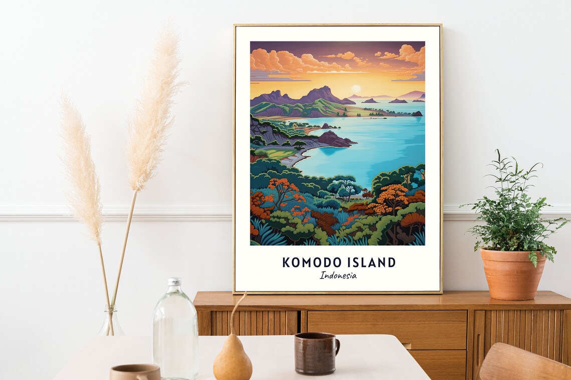 Komodo Island Indonesia Archipelago Sunset Jungle Travel Poster - Image 2