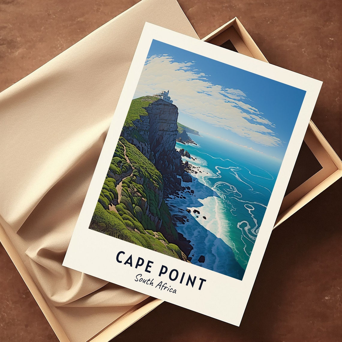 Cape Point South Africa Cliff Lighthouse Ocean Coastal Travel Poster - Image 3