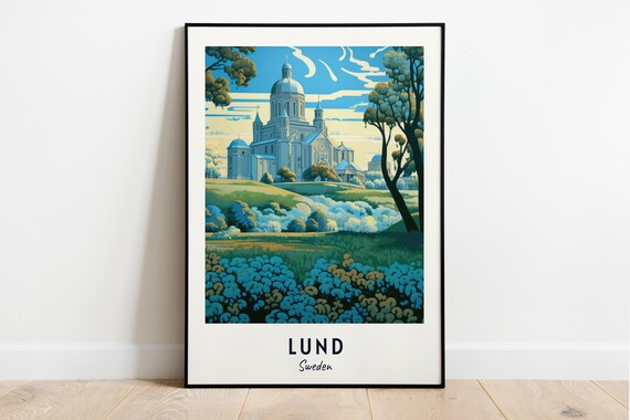 Lund Cathedral Glowing over Golden Hills at Sunset Sweden Poster
