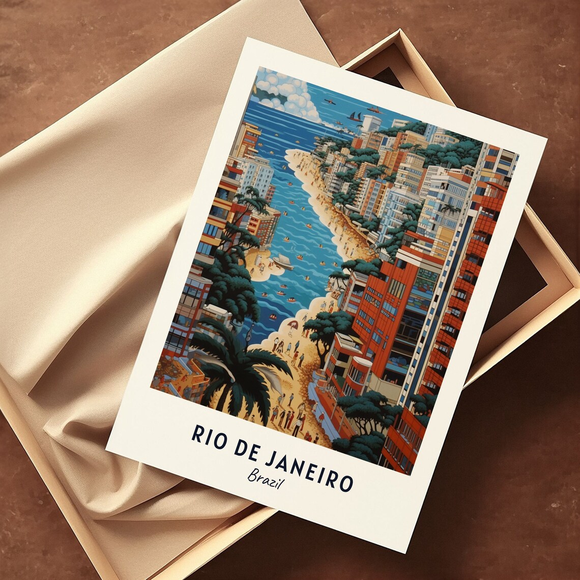 Crowded Beach and Towering High-Rises of Rio de Janeiro Brazil Poster - Image 3