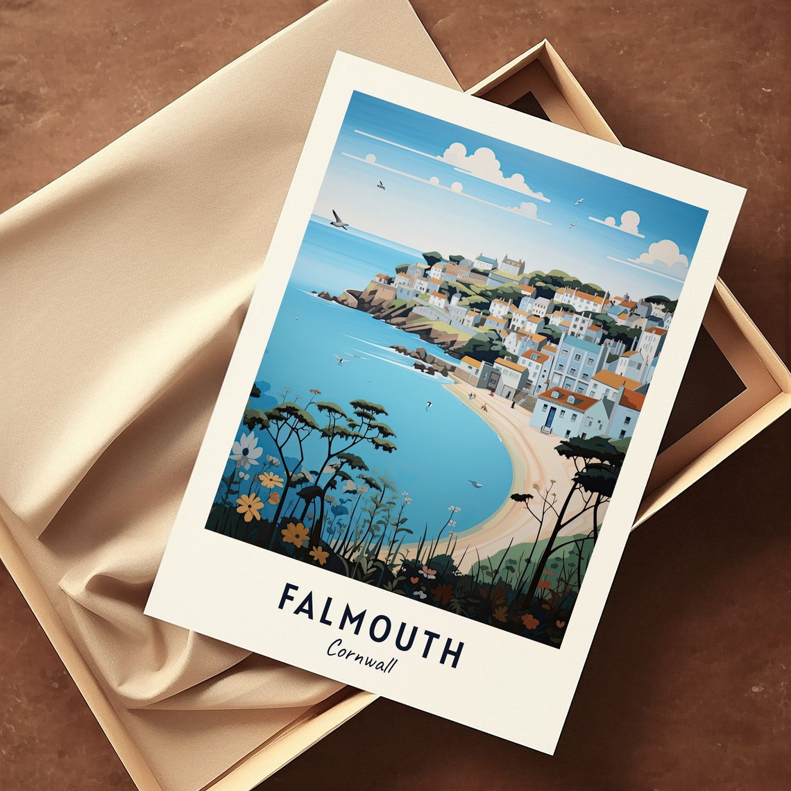 Falmouth Cornwall Coastal Town Overlooking the Bay Travel Poster - Image 3