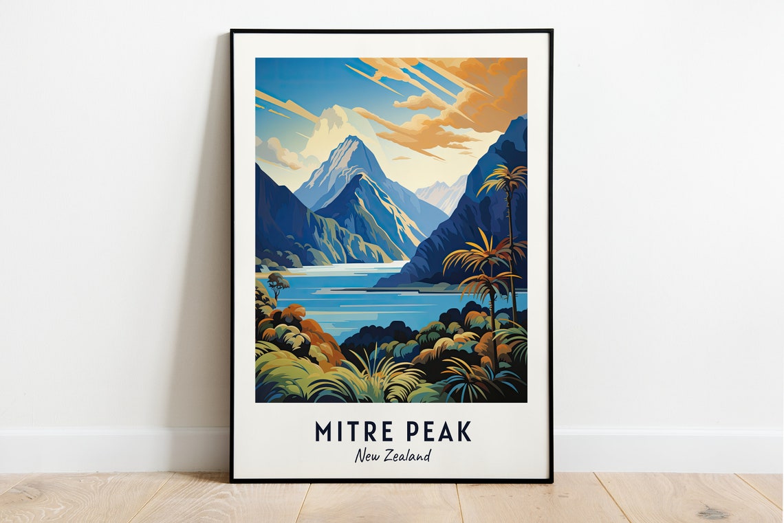 Mitre Peak New Zealand Travel Print Wall Art Mitre Peak New Zealand City Print Mitre Peak New Zealand Travel Gift Mitre Peak