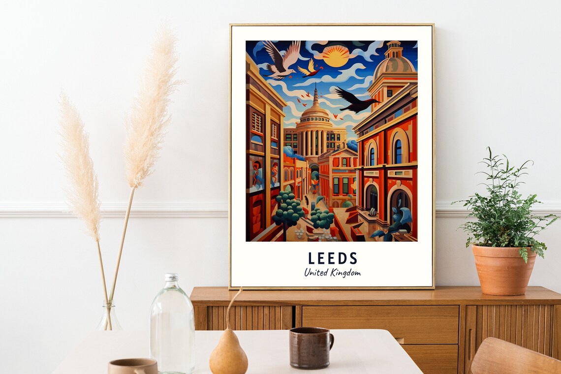 Leeds Travel Poster, United Kingdom City Print - Image 2