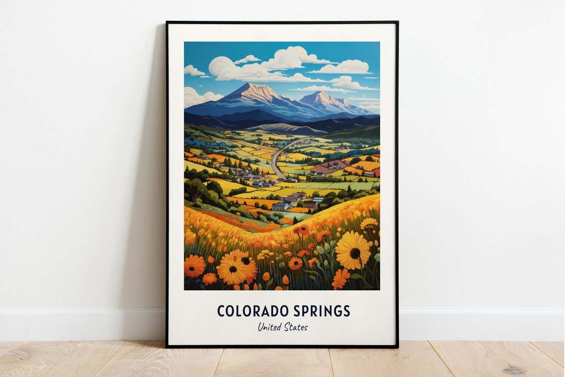 Colorado Springs Travel Print Wall Art Colorado Springs United States City Print Colorado Springs Travel Gift