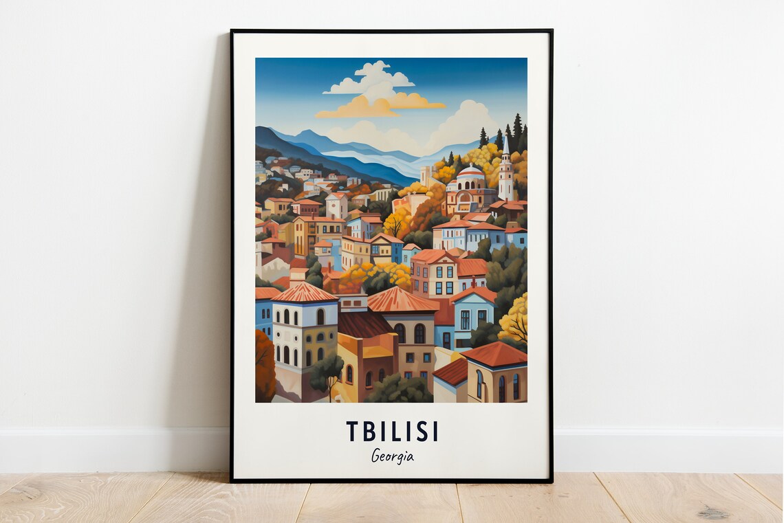 Tbilisi Georgia Old Town Hillside Autumn Colors City Travel Poster