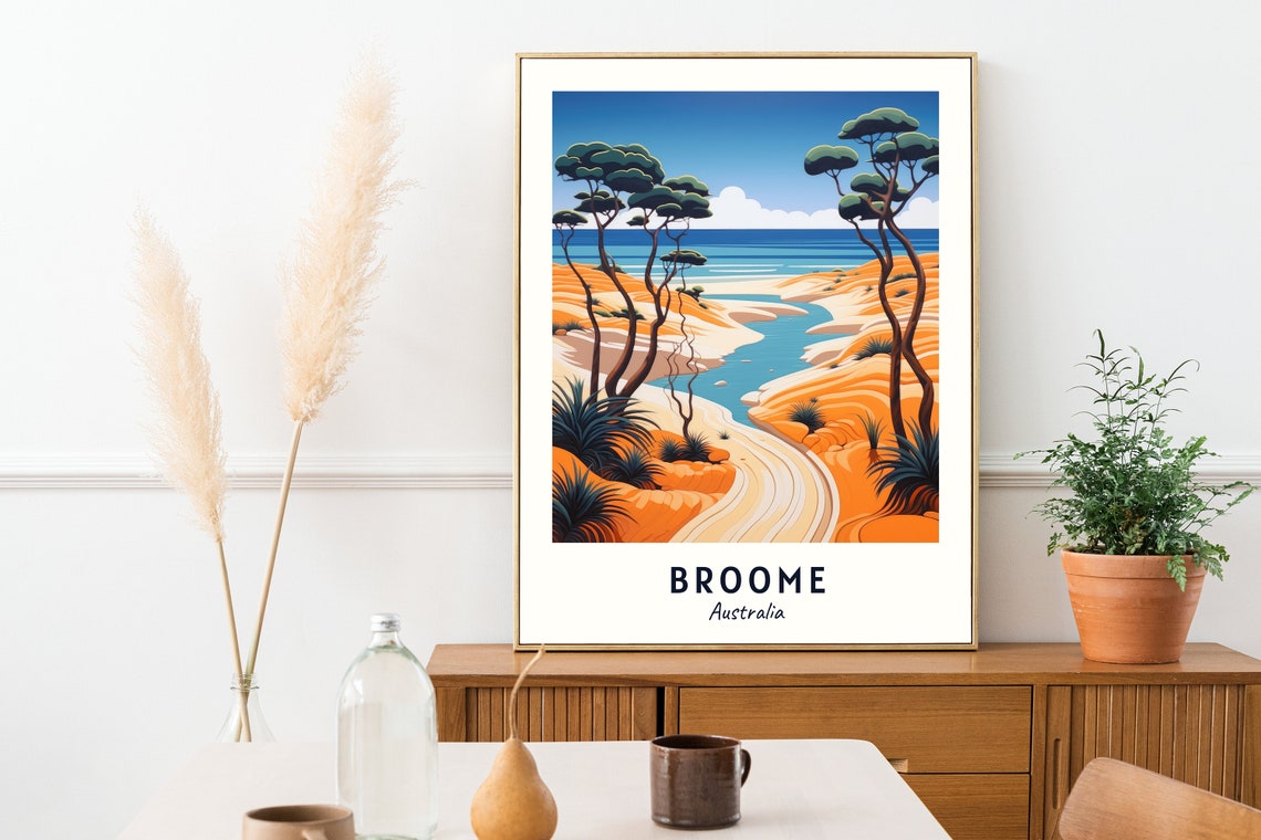 Cable Beach Golden Dunes Winding Creek Broome Australia Travel Poster - Image 2