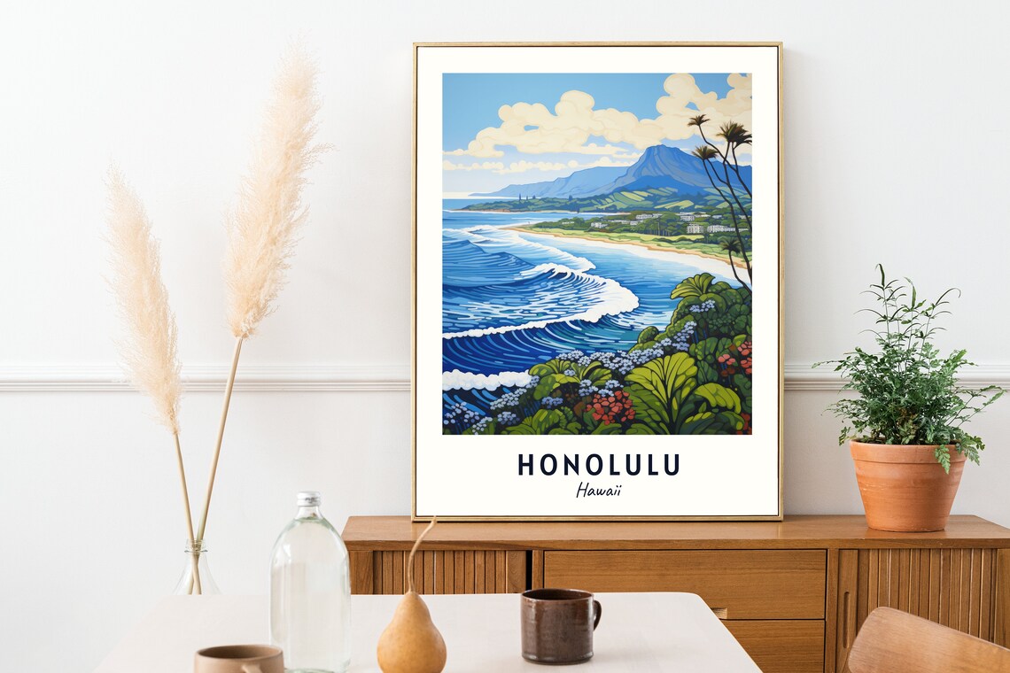 Honolulu Hawaii Travel Poster, City Travel Print - Image 2