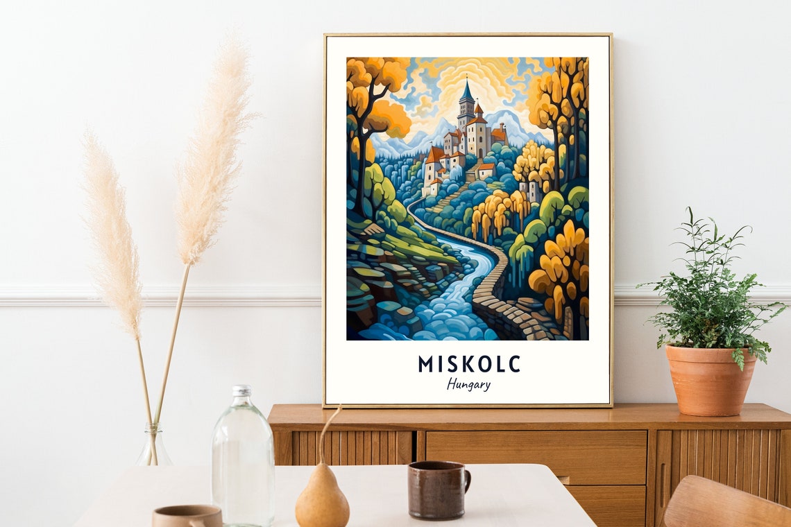Miskolc Hungary Autumn Castle Forest Hills Art Travel Poster - Image 2