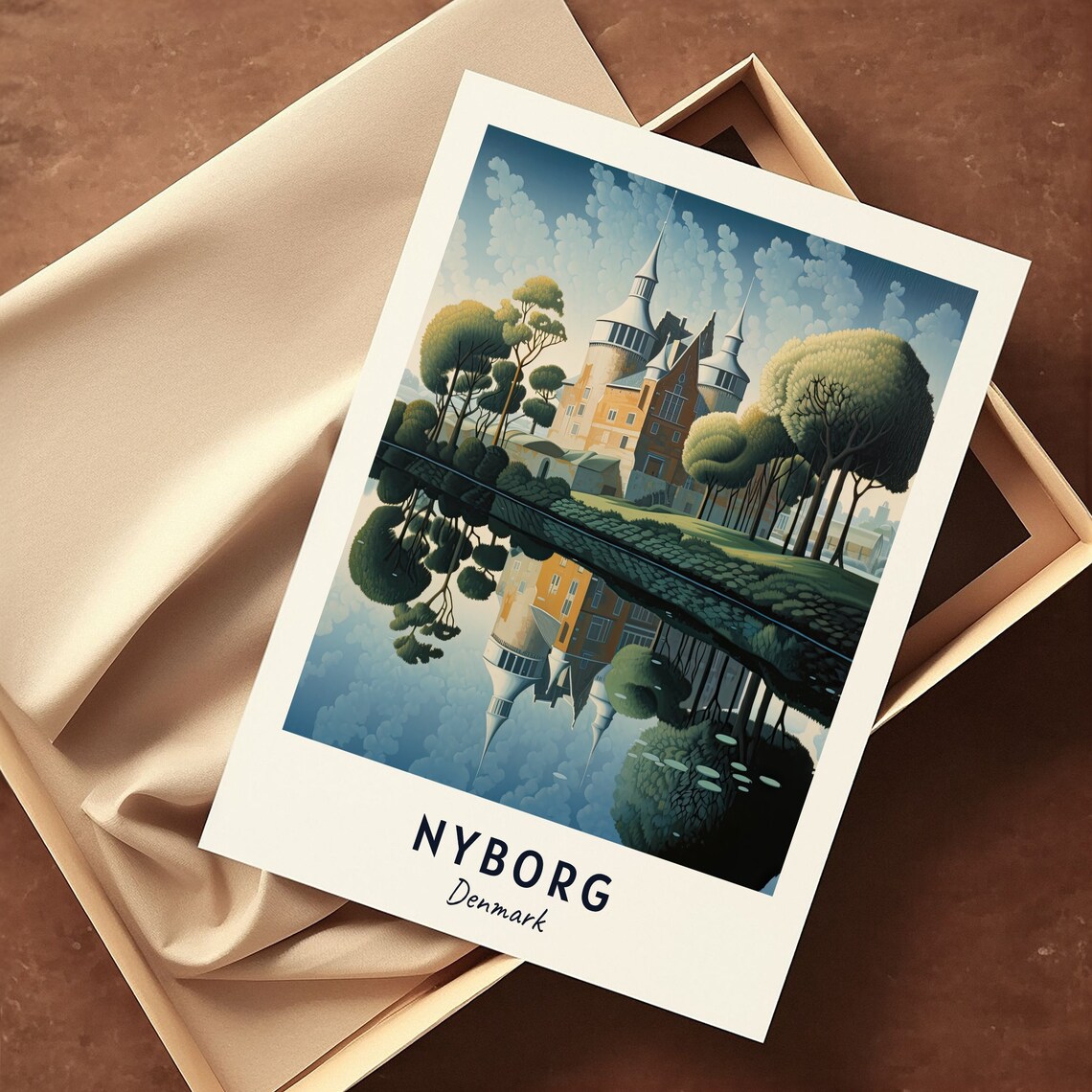 Nyborg Castle Mirrored in a Calm Lake in Nyborg Denmark Poster - Image 3