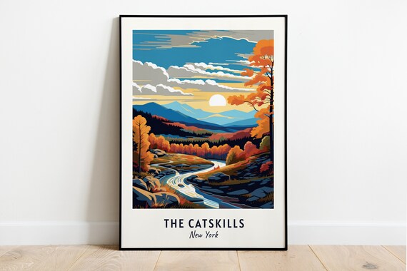 The Catskills New York River Valley Autumn Sunset Hills Art Poster