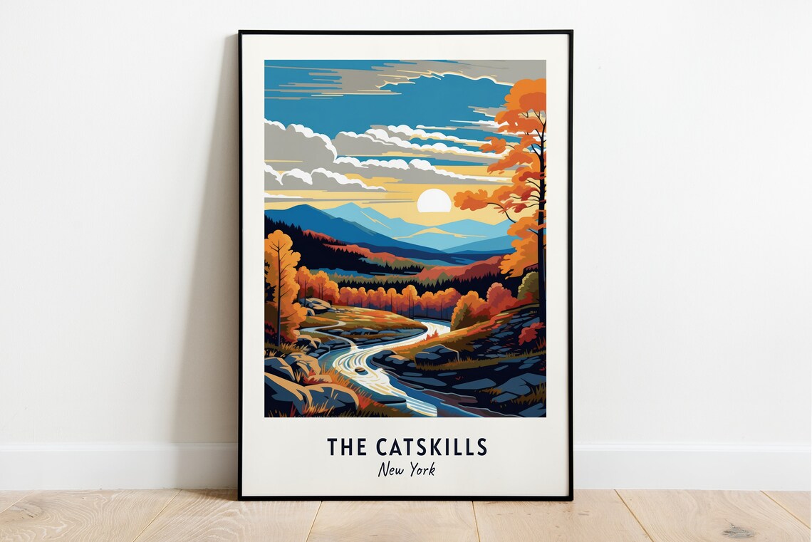 The Catskills New York River Valley Autumn Sunset Hills Art Poster