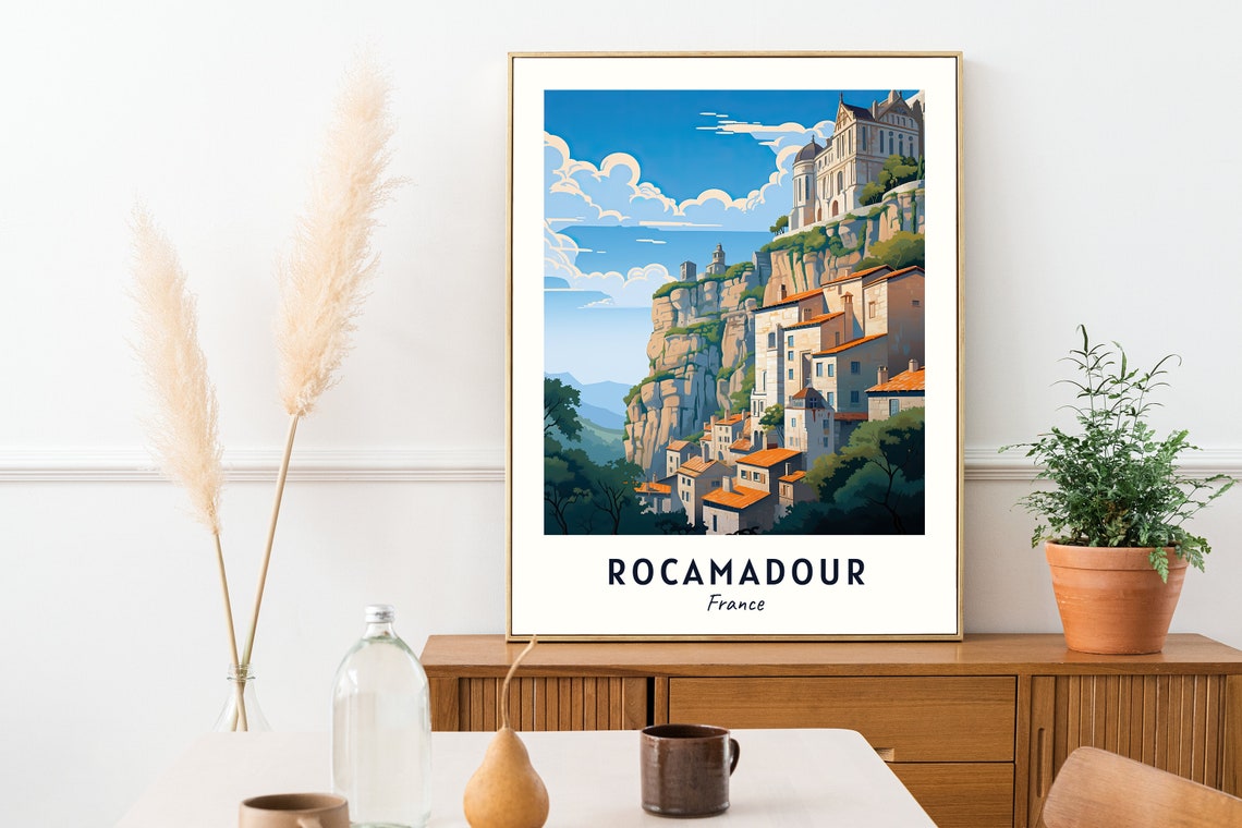 Rocamadour City Print Rocamadour Travel Poster France Travel Gift Rocamadour France Poster Rocamadour Gift - Image 2