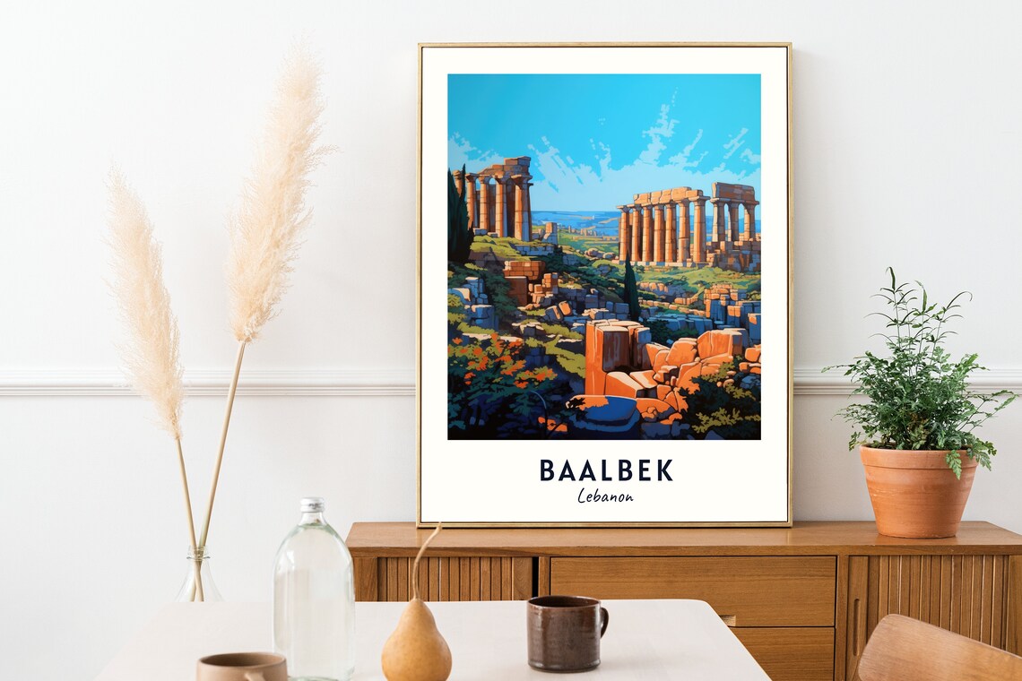 Baalbek Lebanon Ancient Roman Temple Columns Ruins Travel Poster - Image 2